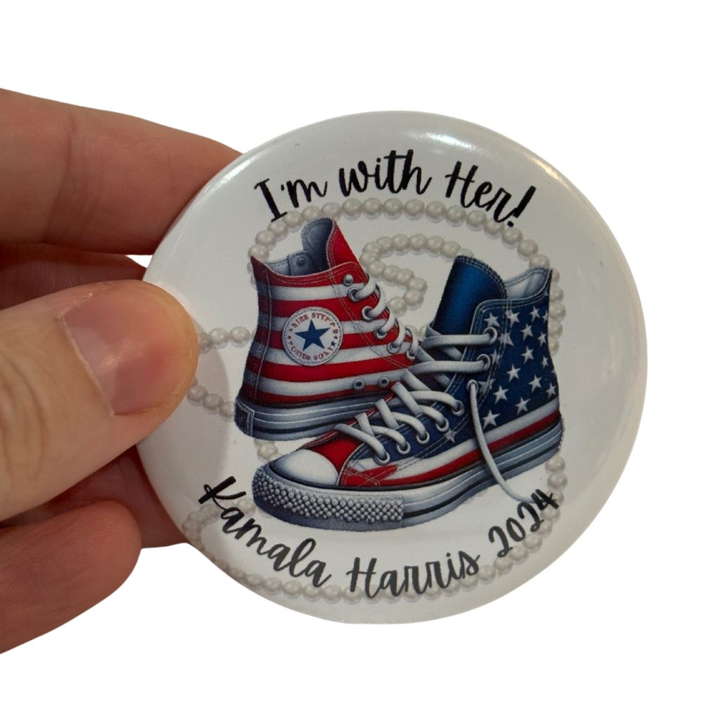 I'm With Her Red White and Blue With Pearls 2.28 inch Button, Kamala Harris 2024