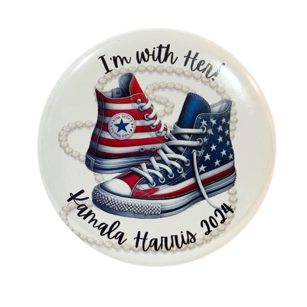 I'm With Her Red White and Blue With Pearls 2.28 inch Button, Kamala Harris 2024