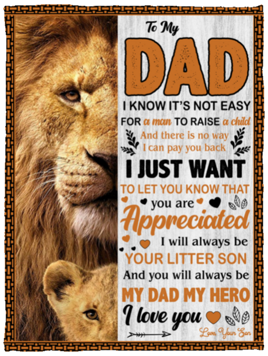 Dad Lion Plush Fleece Blanket - 30x40