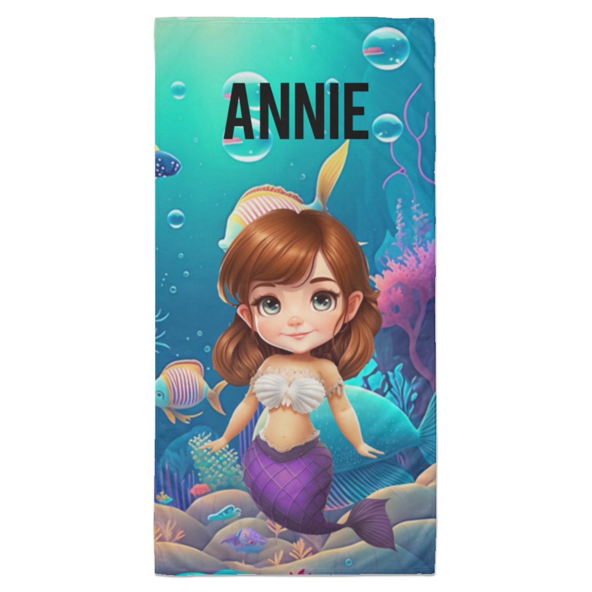 Brown Hair Personalized Beach Towel - 35x70