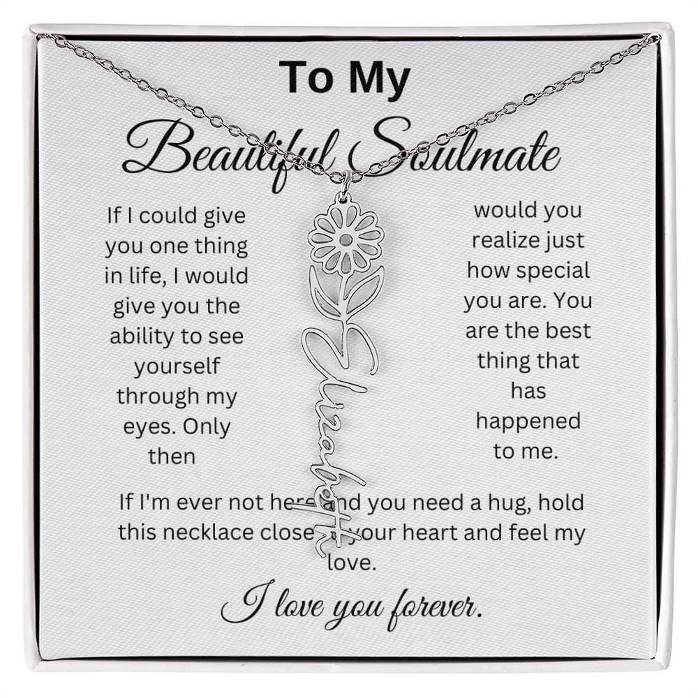 To My Beautiful Soulmate Name Birth Flower Necklace