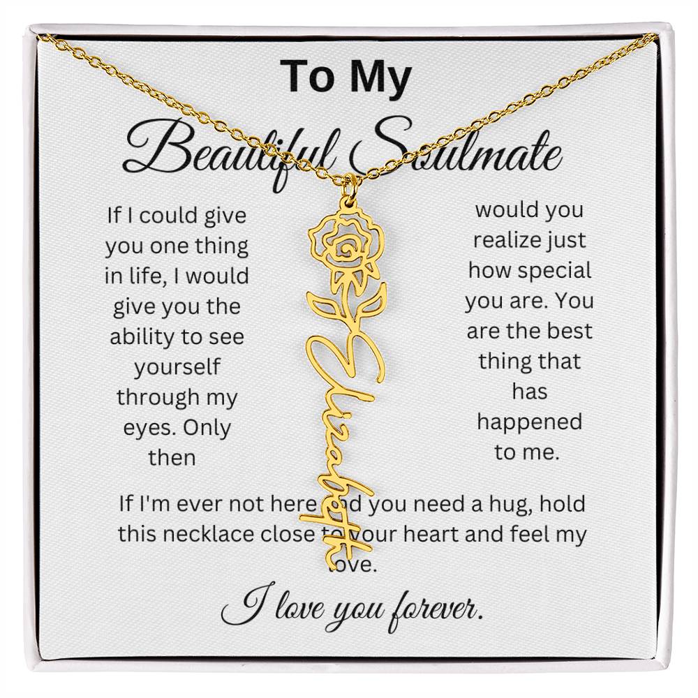 To My Beautiful Soulmate Name Birth Flower Necklace