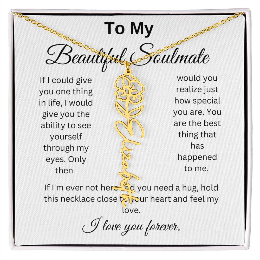 To My Beautiful Soulmate Name Birth Flower Necklace