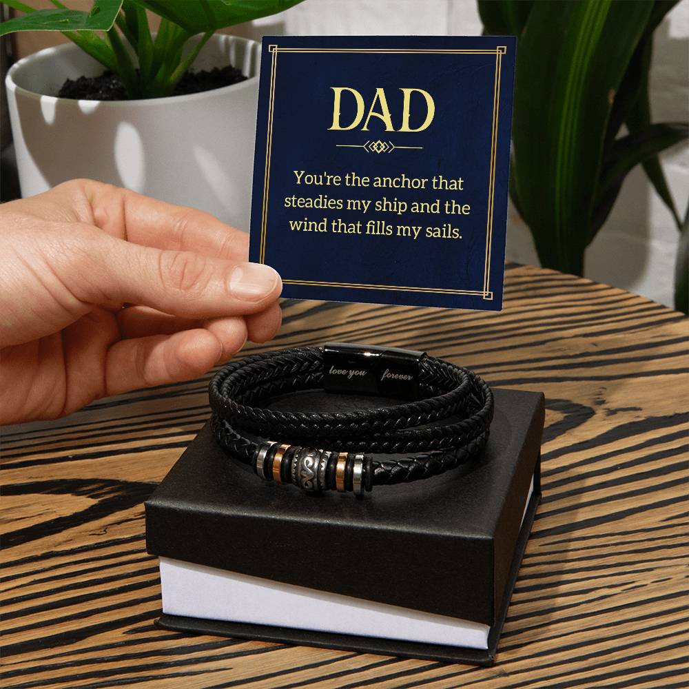 Dad, You're the Anchor, Love You Forever Leather Bracelet