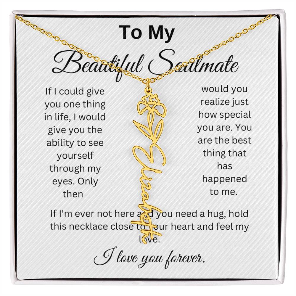 To My Beautiful Soulmate Name Birth Flower Necklace